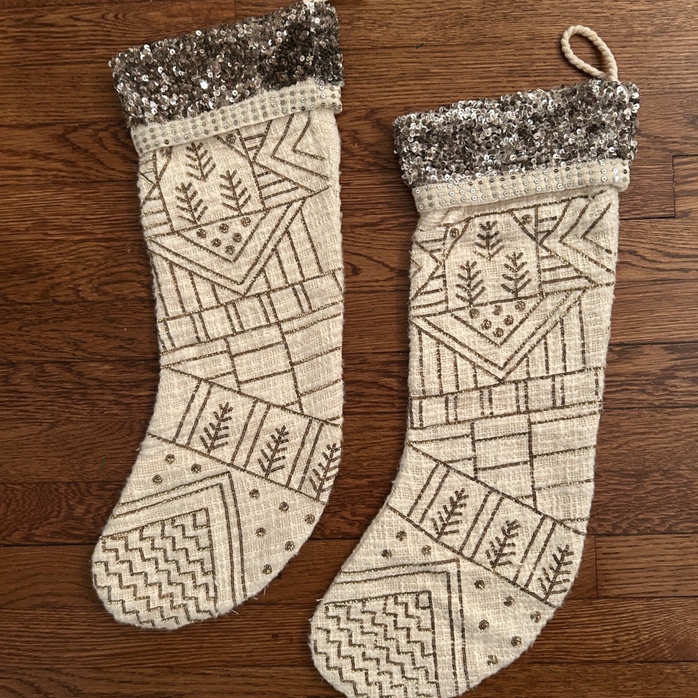 Anthropologie Christmas Embellished Stockings (2)